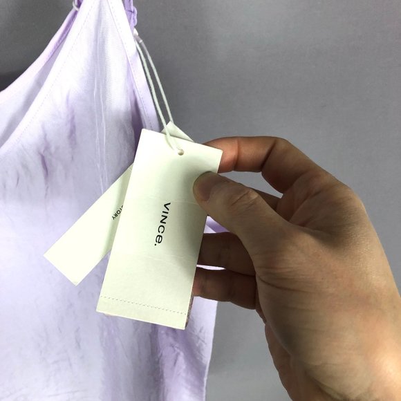 VINCE Pale Iris Lavender Double Layer Camisole Cami Crop Tank Top Size L - Picture 6 of 10